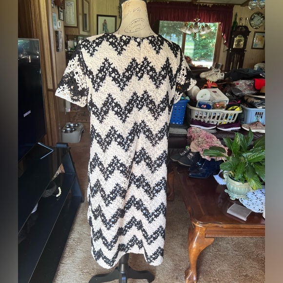 Talbots Chevron-herringbone Graphic Ivory Casual Dress size 8. - Picture 15 of 16